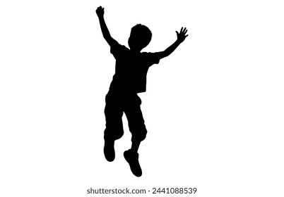 Kids jumping silhouette, set child jump logo icon design vector