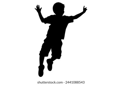 Kids jumping silhouette, set child jump logo icon design vector