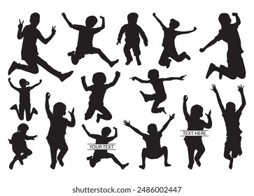 Kids Jumping Vector For Print, Kids Jumping Clipart, Kids Jumping vector Illustration