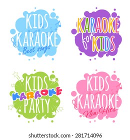 Kids karaoke logo. Vector clip art illustration on a white background.