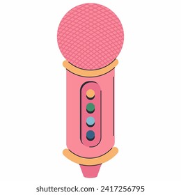 Kids karaoke microphone vector cartoon illustration isolated on a white background.