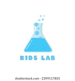 El laboratorio de objetos Kids Lab Erlenmayer logotipo de ciencia simple, considere la posibilidad de incorporar un diseño estilizado, limpio y minimalista