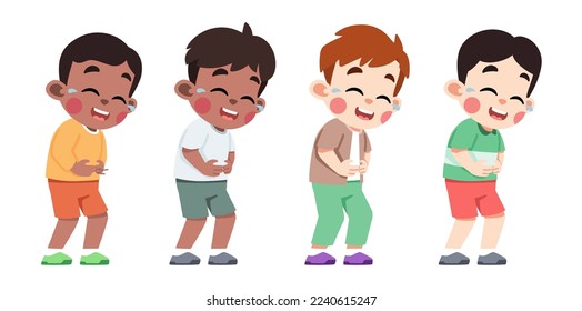 Kids Laughing Standing in Differents Skin Color