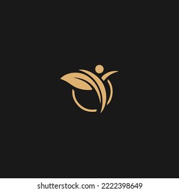 kids leaf logo design concept template design
