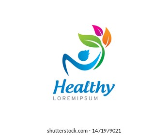 Kids and leaf logo symbol or icon template