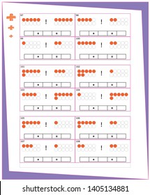 kids learn numbers with abacus, math worksheet for children, Math worksheet design for addition to illustration. Vektör