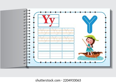 Kids Learning Alphabets. Worksheet for kids activity. Letter  Y.