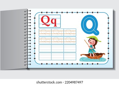 Kids Learning Alphabets. Worksheet For Kids Activity. Letter  Q.