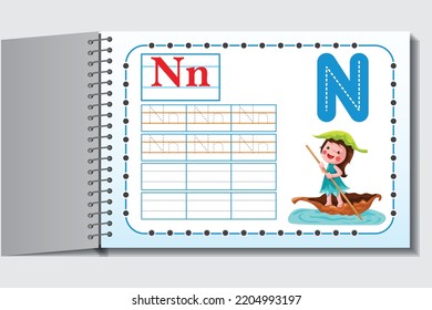 Kids Learning Alphabets. Worksheet For Kids Activity. Letter  N.