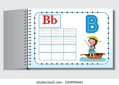 Kids Learning Alphabets. Worksheet for kids activity. Letter  B.