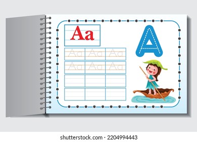 Kids Learning Alphabets. Worksheet for kids activity. Letter  A.