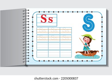 Kids Learning Alphabets. Worksheet for kids activity. Letter  S.