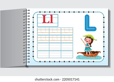 Kids Learning Alphabets. Worksheet for kids activity. Letter  L.