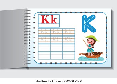 Kids Learning Alphabets. Worksheet for kids activity. Letter  K.