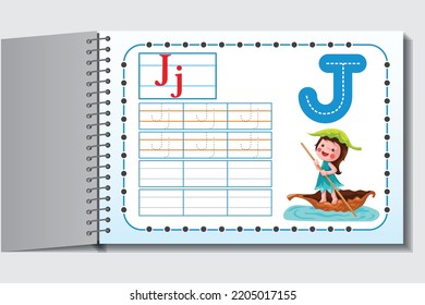 Kids Learning Alphabets. Worksheet For Kids Activity. Letter  J.