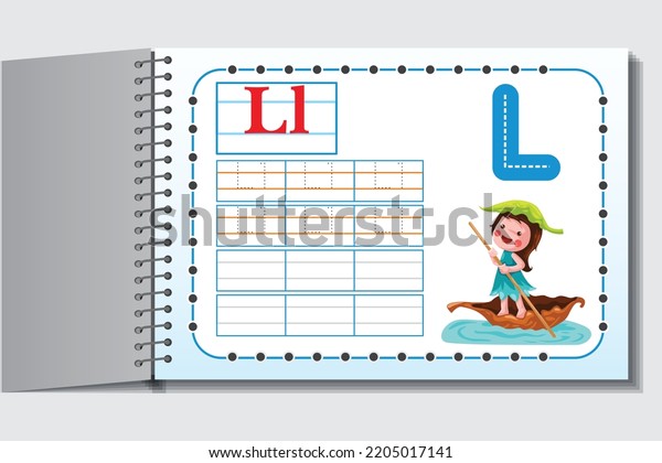 Kids Learning Alphabets Worksheet Kids Activity 库存矢量图 免版税 2205017141