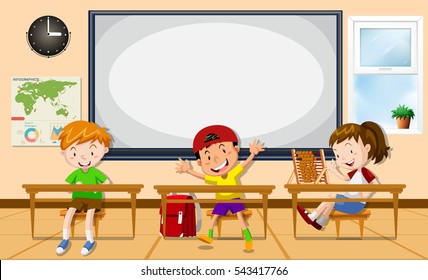 Kids Learning In The Classroom Illustration