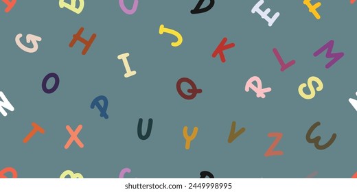 KIDS LEARNING COLORFUL ALPHABET A TO Z SEAMLESS PATTERN ALL OVER PRINT VECTOR ILLUSTRATION