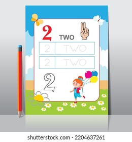 Kids learning Counting numbers. Worksheet for learning numbers. Number .