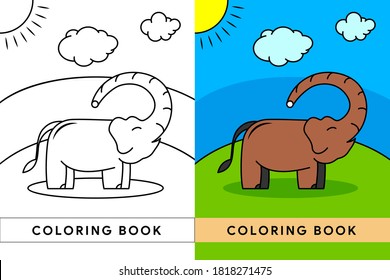 Kids Learning Game Coloring Book for Children. Cartoon Animal Elephant. Vector illustration