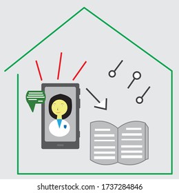 kids learning icon on line, smart phone. vector design