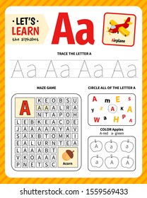 Kids Learning Material. Worksheet For Learning Alphabet. Letter A.