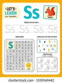 Kids Learning Material. Worksheet For Learning Alphabet. Letter S.