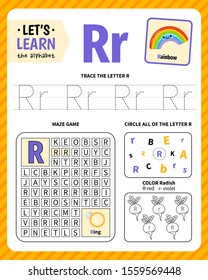 Kids Learning Material. Worksheet For Learning Alphabet. Letter R.