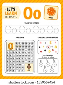 Kids Learning Material. Worksheet For Learning Alphabet. Letter O.