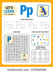 Kids Learning Material. Worksheet For Learning Alphabet. Letter P.