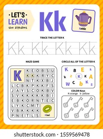 Kids Learning Material Worksheet Learning Alphabet Stock Vector ...