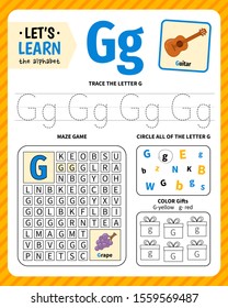 Kids Learning Material. Worksheet For Learning Alphabet. Letter G.