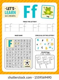 Kids Learning Material. Worksheet For Learning Alphabet. Letter F.