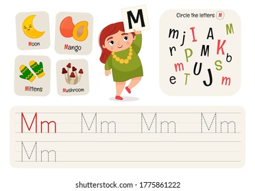 Kids Learning Material. Worksheet For Learning Alphabet. Letter M.