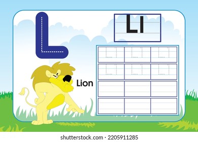 Kids learning material. Worksheet for learning alphabet. Letter L.