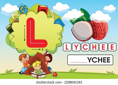 Kids learning material. Worksheet for learning alphabet. Letter l.