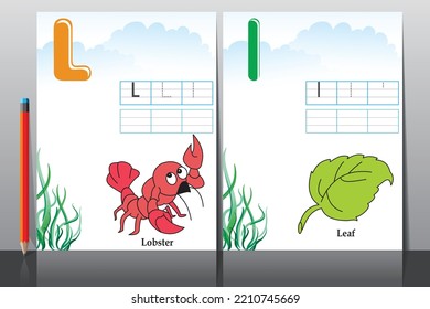 Kids learning material. Worksheet for learning alphabet. Letter L