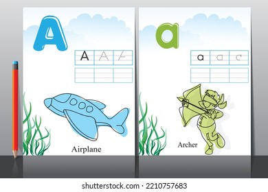 Kids learning material. Worksheet for learning alphabet. Letter A