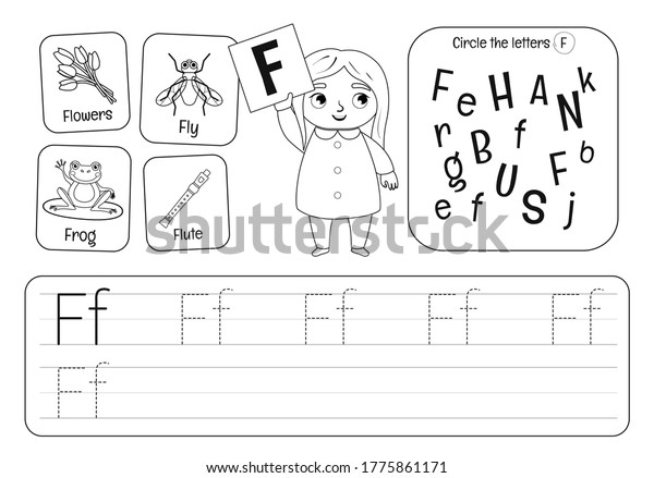 Kids Learning Material Worksheet Learning Alphabet Stock Vector ...