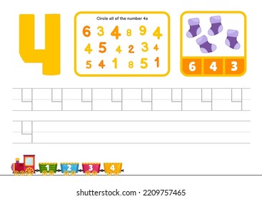 Kids learning material. Worksheet for  kindergarten. Number 1-10 collection.