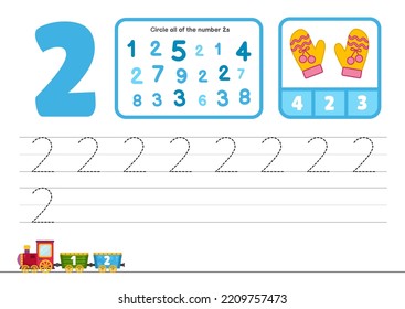 Kids learning material. Worksheet for  kindergarten. Number 1-10 collection.