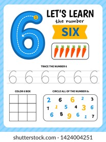 Kids Learning Material. Worksheet For Learning Numbers. Number 6. 