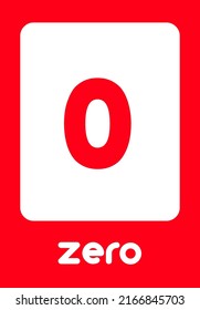 Kids Learning Numbers cards. Flashcards with numbers and their names from zero to ten for preschool and kindergarten kids. Zero. Vector illustration.
