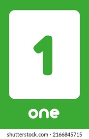 Kids Learning Numbers cards. Flashcards with numbers and their names from zero to ten for preschool and kindergarten kids. One. Vector illustration.