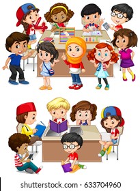 Kinder, die an der Schule lernen