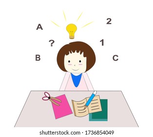 Kids Learning Vector Illustration, school homework, concepts of education and e-learning
