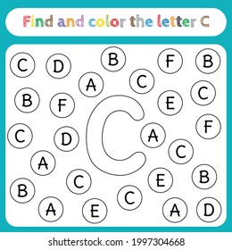 Kids Learning Worksheet Find Color Letters Stock Vector (Royalty Free ...