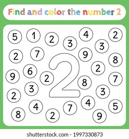 kids learning worksheets find color numbers stock vector royalty free 1997330873