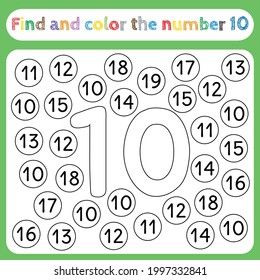 kids learning worksheets find color numbers stock vector royalty free 1997332841