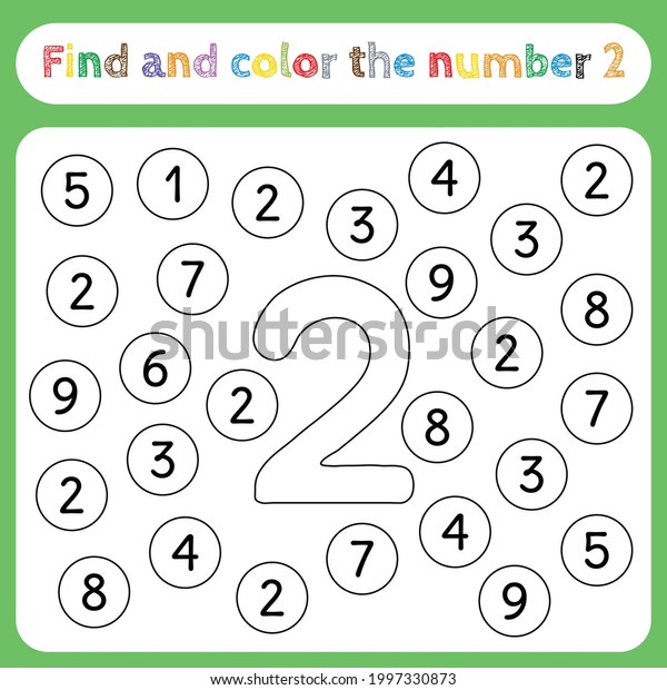 kids learning worksheets find color numbers stock vector royalty free 1997330873 shutterstock